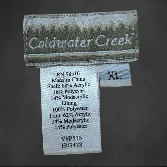 Coldwater CreekVintage-Style White Faux Fur Coat with Brown Accents Size XL - Picture 15 of 16